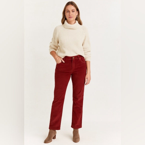 Woolrich Red Corduroy Pants Women’s Size 8 Mid Rise Straight Leg Cotton Blend - Picture 1 of 12